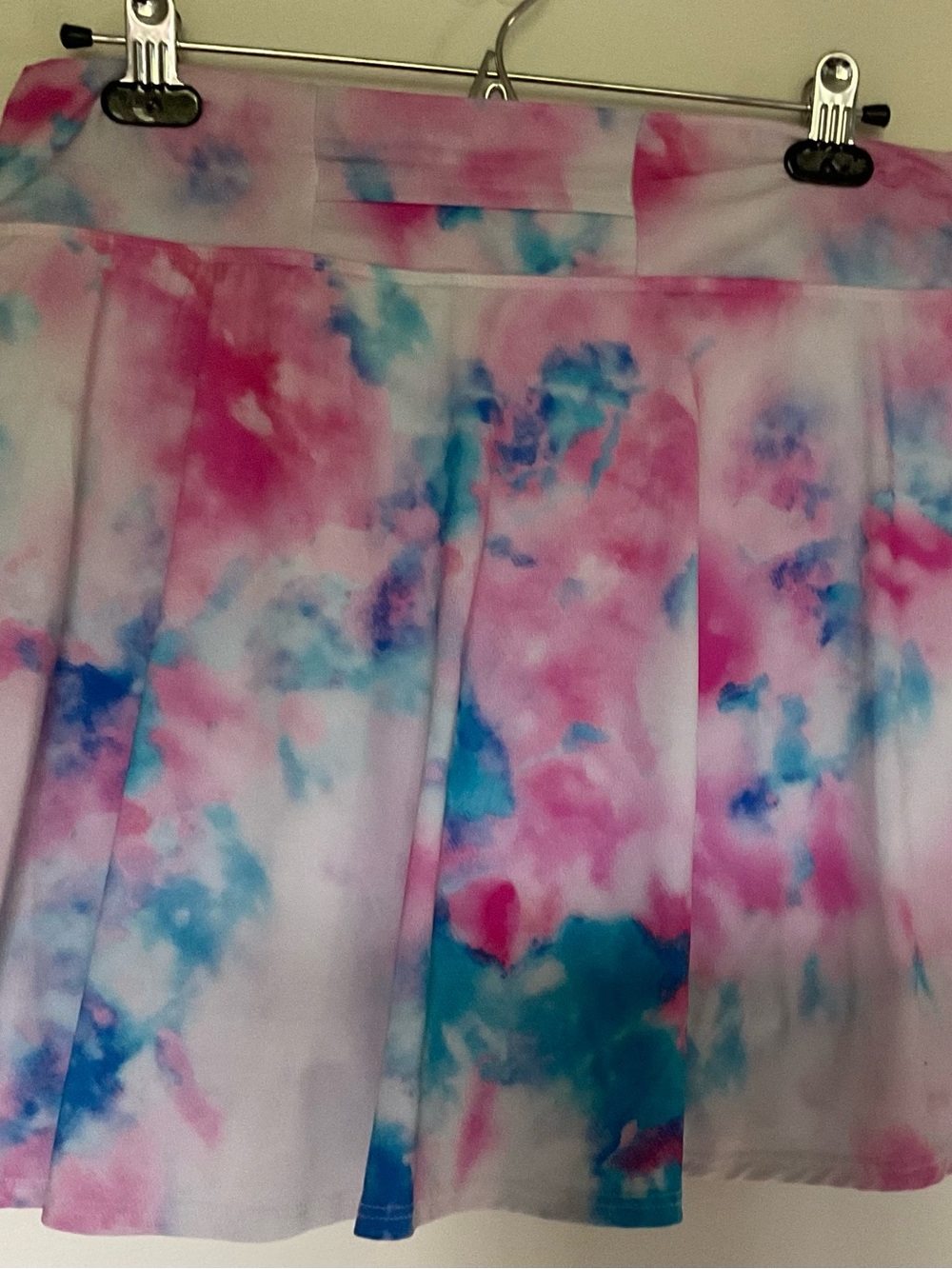 Pleated Tie-Dye Mini Skirt - Pink & Blue - Picture 3 of 3